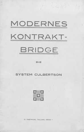 Modernes Kontakt-Bridge : System Culbertson
