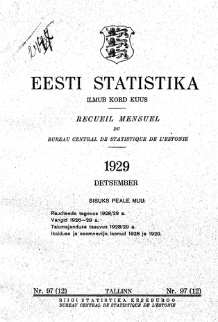 Eesti Statistika : kuukiri ; 97 (12) 1929-12