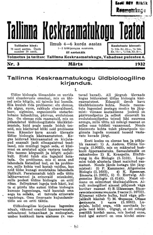 Tallinna Keskraamatukogu Teated ; 3 1932-03