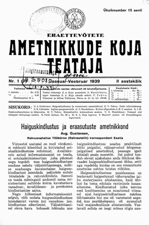Eraettevõtete Ametnikkude Koja Teataja ; 1 1939-01/02