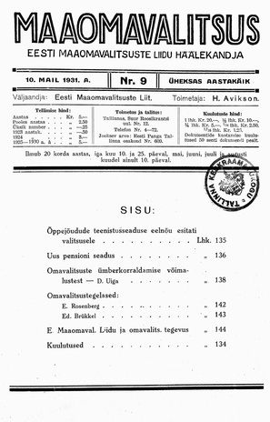 Maaomavalitsus ; 9 1931-05-10