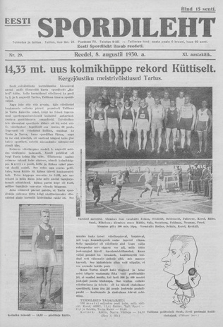 Eesti Spordileht ; 29 1930-08-08
