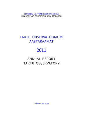 Tartu Observatooriumi aastaraamat = Annual report ; 2011