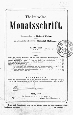 Baltische Monatsschrift ; 8 1888