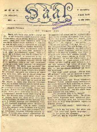 Hääl : kunsti, teaduse ja belletristika kuukiri ; 19-20 1937-10-30