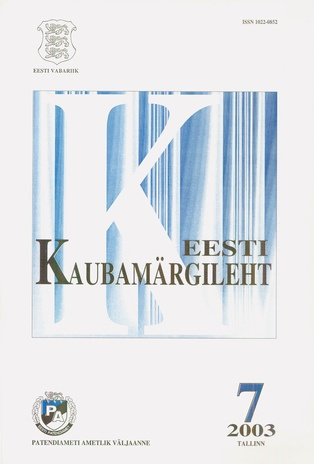 Eesti Kaubamärgileht ; 7 2003-07