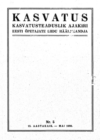Kasvatus ; 5 1930-05