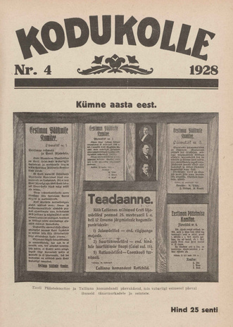 Kodukolle : perekonna ajakiri ; 4 1928-02-15