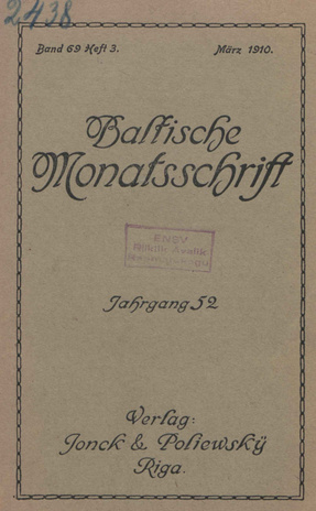 Baltische Monatsschrift ; 3 1910-03