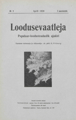 Loodusevaatleja : populaar-loodusteaduslik ajakiri ; 2 1930-04