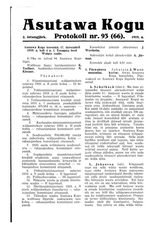 Asutawa Kogu protokoll nr.93 (66) (17. detsember 1919)