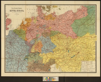 Post-und Eisenbahn-Reisekarte von Mittel-Europa : nach F. Handtkes Post-und Reisekarte 
