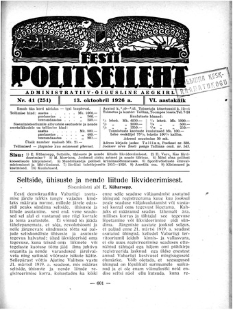 Eesti Politseileht ; 41 1926