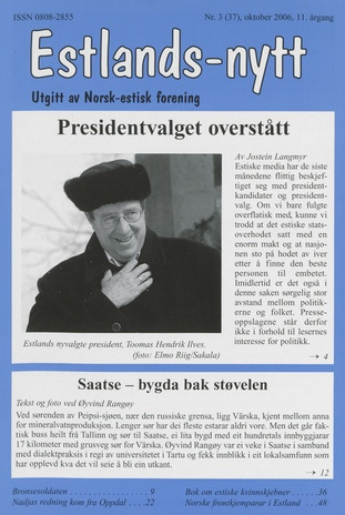 Estlands-nytt : allment tidsskrift for Estlands-interesserte ; 3 (37) 2006-10