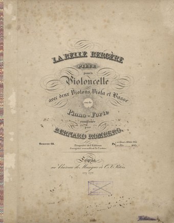 La belle Bergere : piece pour le Violoncelle avec deux Violons, Viola et Basse ou de Piano-Forte : Op. 68 