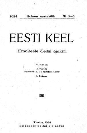 Eesti Keel ; 5-6 1924