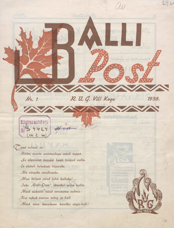 Balli - Post ; 1 1938