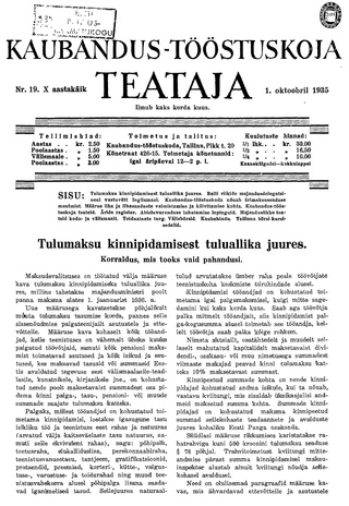 Kaubandus-tööstuskoja Teataja ; 19 1935-10-01