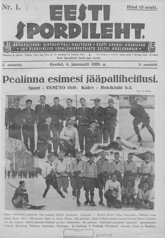 Eesti Spordileht ; 1 1929-01-04
