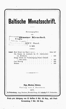 Baltische Monatsschrift ; 9 1877