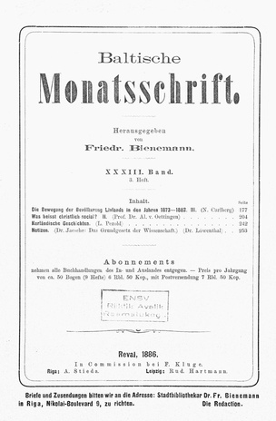 Baltische Monatsschrift ; 3 1886