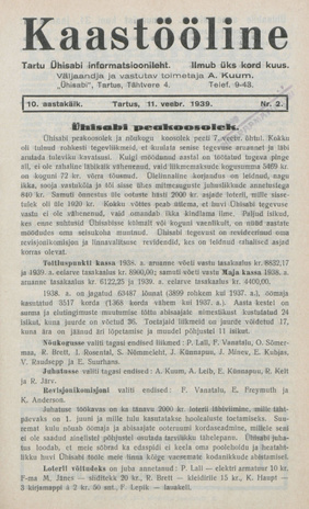 Kaastööline : Tartu Ühisabi Informatsioonileht ; 2 1939-02-11