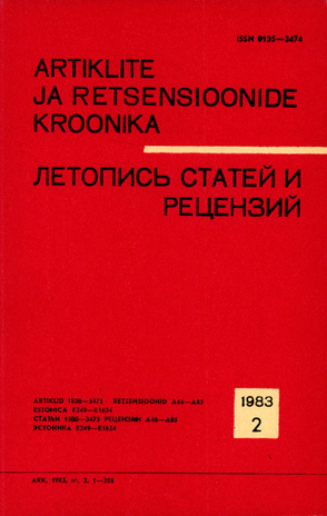 Artiklite ja Retsensioonide Kroonika = Летопись статей и рецензий ; 2 1983-02
