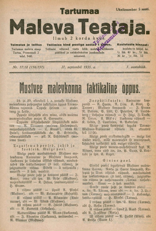 Tartumaa Maleva Teataja ; 17/18 (156/157) 1935-09-27