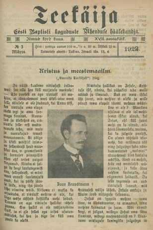 Teekäija : Eesti Baptisti Koguduse Ühenduse häälekandja ; 3 1922-03