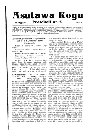 Asutawa Kogu protokoll nr.3 (25. aprill 1919)