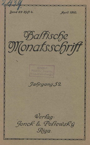 Baltische Monatsschrift ; 4 1910-04