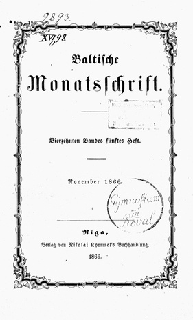 Baltische Monatsschrift ; 5 1866-11