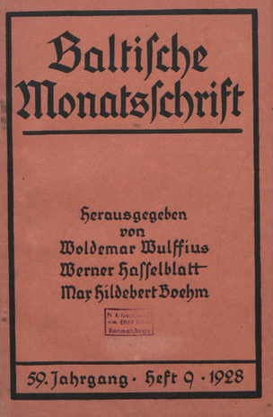 Baltische Monatsschrift ; 9 1928
