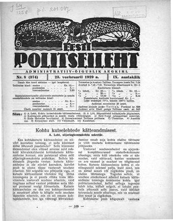 Eesti Politseileht ; 8 1929