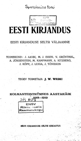 Eesti Kirjandus ; 10 1918-1919