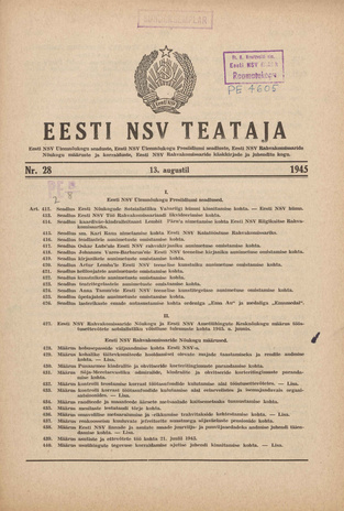 Eesti NSV Teataja ; 28 1945-08-13