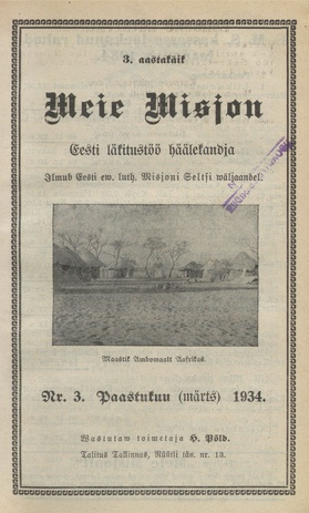 Meie Misjon : Eesti läkitustöö häälekandja ; 3 1934-03