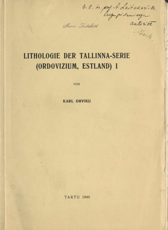 Lithologie der Tallinna-Serie (Ordovizium, Estland). 1.