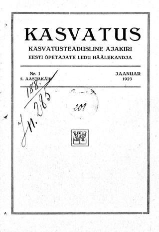 Kasvatus ; 1 1923-01