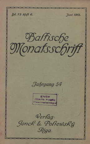 Baltische Monatsschrift ; 6 1912-06