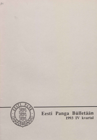 Eesti Panga Bülletään ; IV kvartal 1993