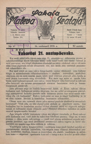Sakalamaa Maleva Teataja ; 4 1939-02-16