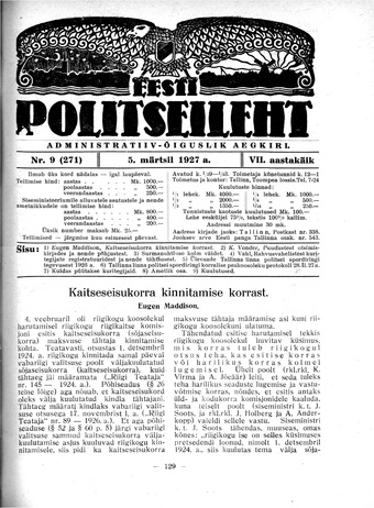 Eesti Politseileht ; 9 1927