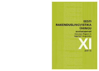 Eesti Rakenduslingvistika Ühingu aastaraamat = Estonian papers in applied linguistics ; 11
