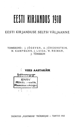 Eesti Kirjandus ; 8 1910