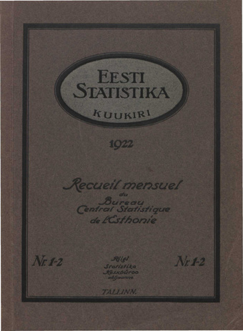 Eesti Statistika : kuukiri ; 1-2 1922