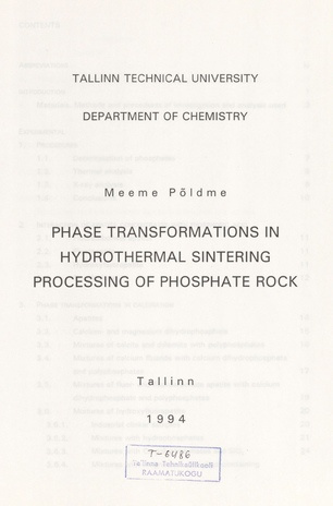 Phase transformations in hydrothermal sintering processing of phosphate rock