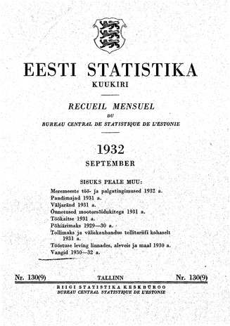 Eesti Statistika : kuukiri ; 130 (9) 1932-09
