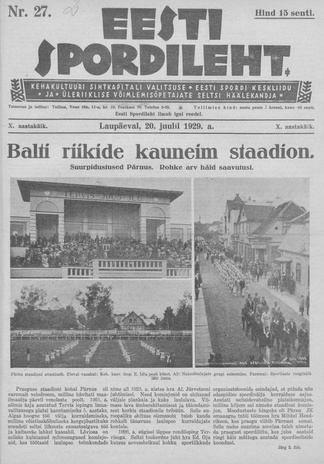 Eesti Spordileht ; 27 1929-07-20