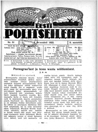 Eesti Politseileht ; 51 1922